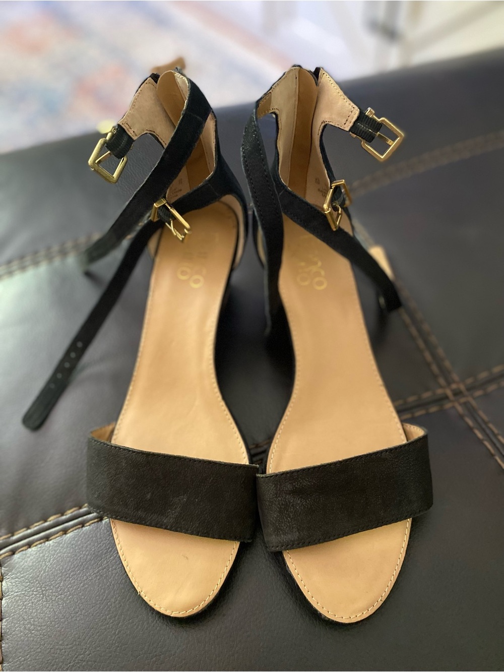 Franco Sarto Black Ankle-Strap Women's Sandals
